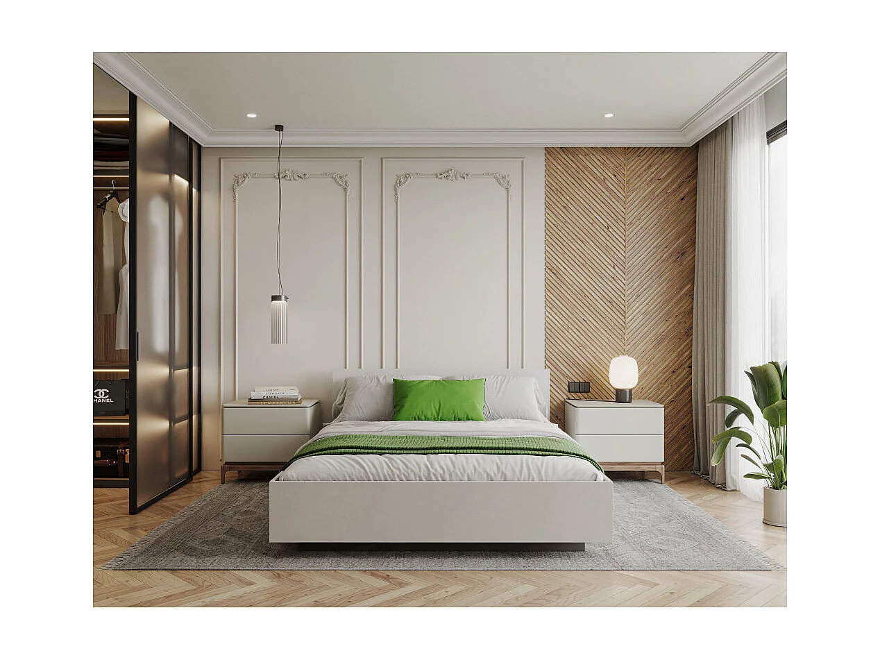 Lit coffre Lima 140 x 200 cm avec sommier à lattes relevable Blanc