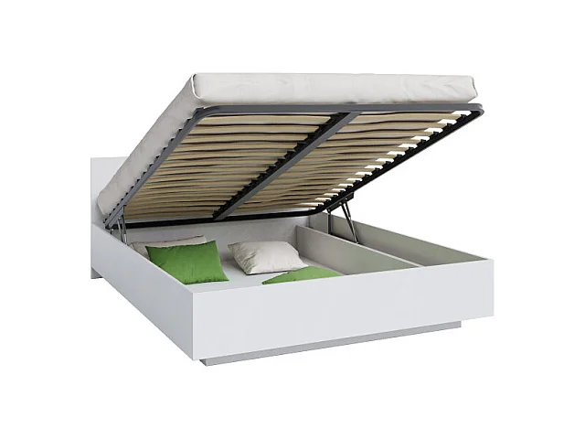 Lit coffre Perou 140 x 190 cm avec sommier à lattes relevable Blanc