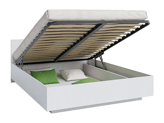 Lit coffre Perou 140 x 190 cm avec sommier à lattes relevable Blanc