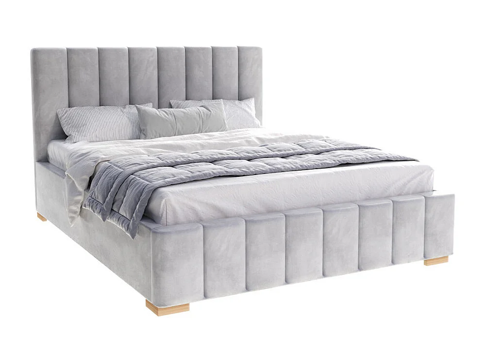 Lit Coffre Anton 140 x 200 cm avec sommier à lattes relevable Gris clair