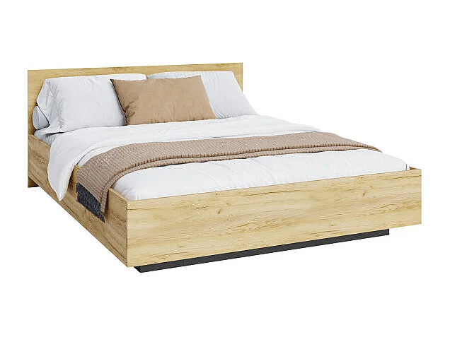 Lit coffre Perou 140 x 190 cm avec sommier à lattes relevable Chêne