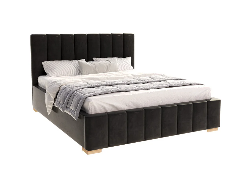 Lit Coffre Anton 140 x 190 cm avec sommier à lattes relevable Noir