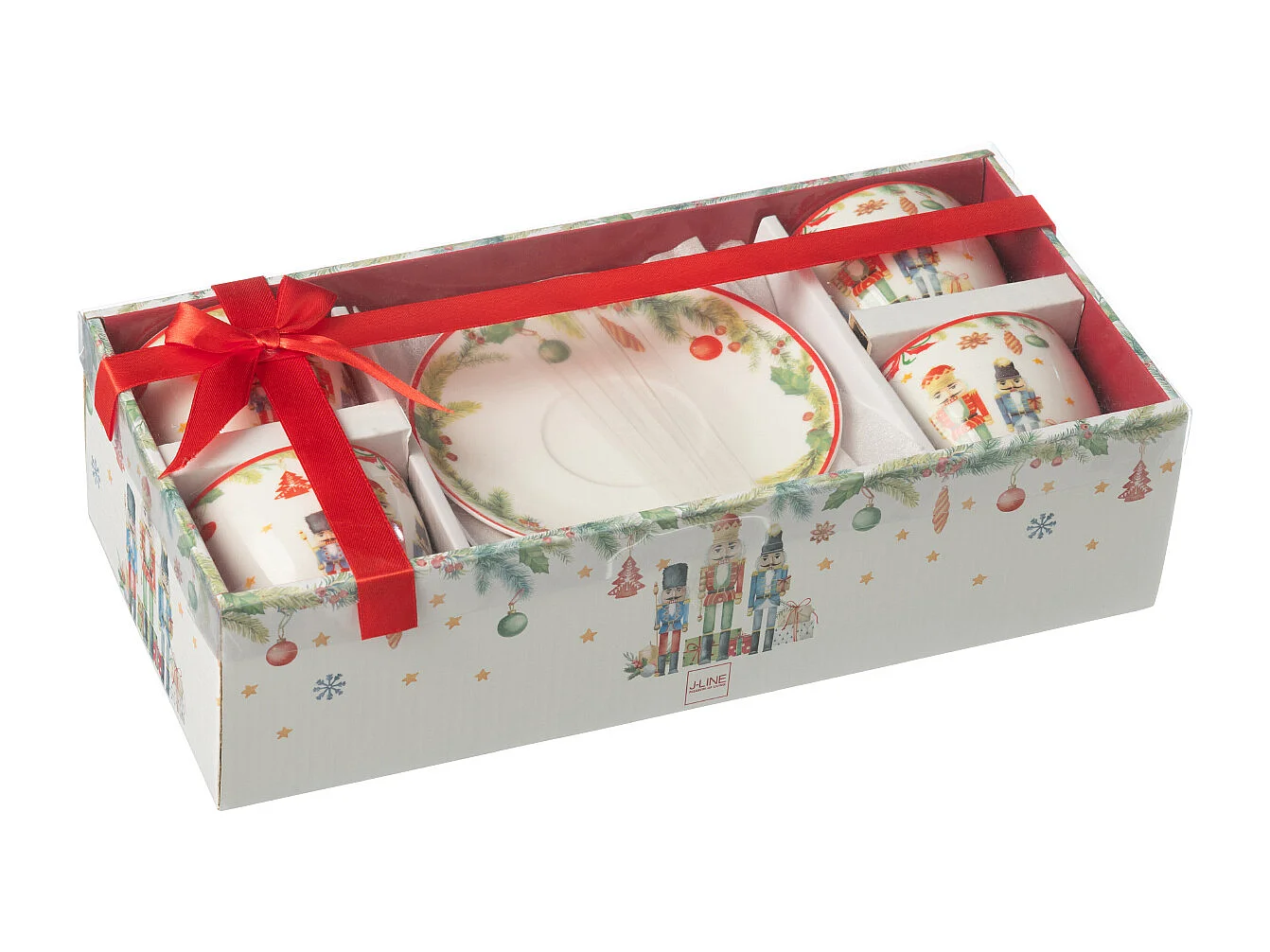 Lot de 4 Tasses à Thé & Sous-Tasses "Casse-Noisette" 22cl Blanc