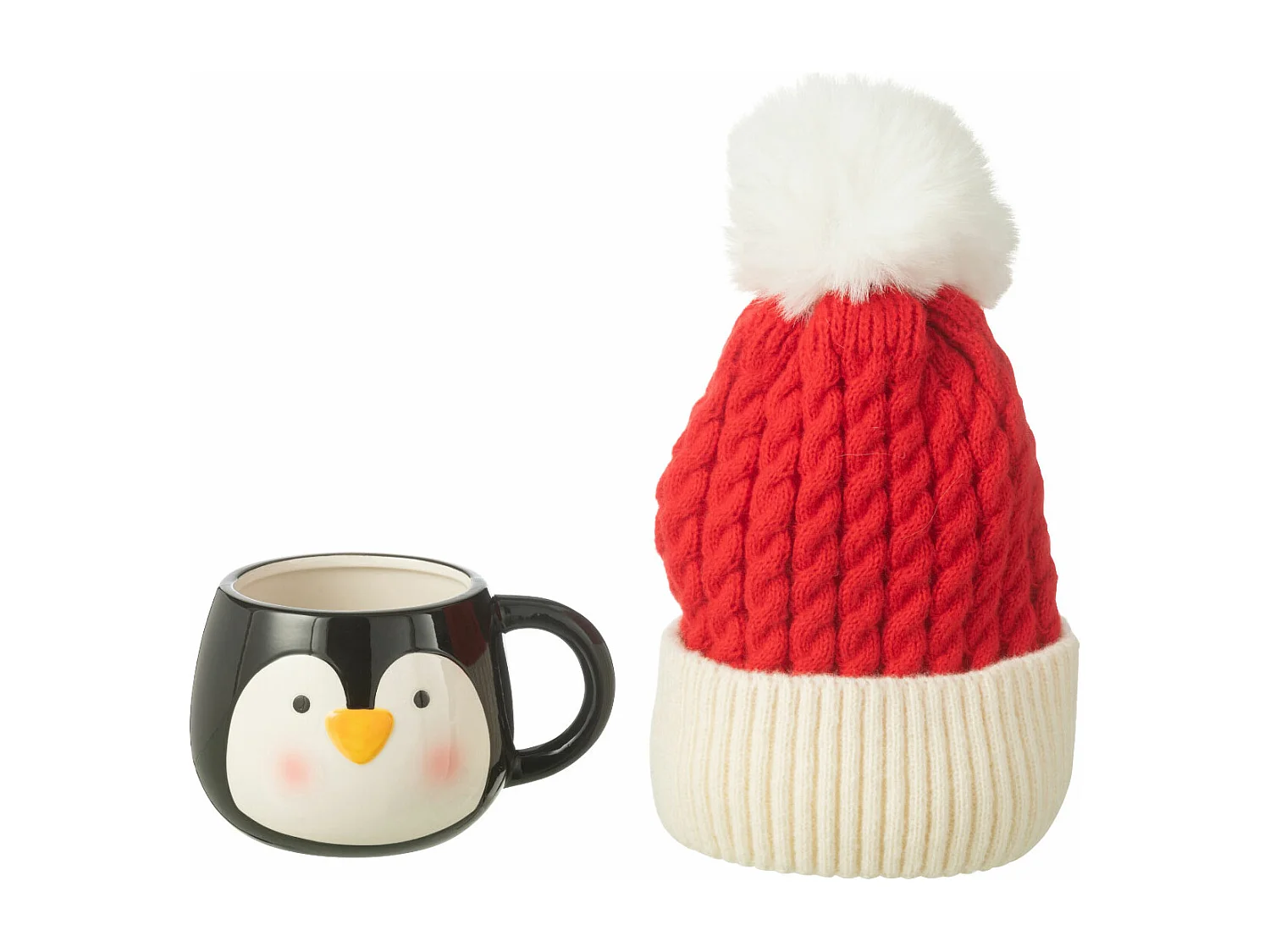 Tasse en Céramique & Bonnet "Pingouin" 30cm Multicolore