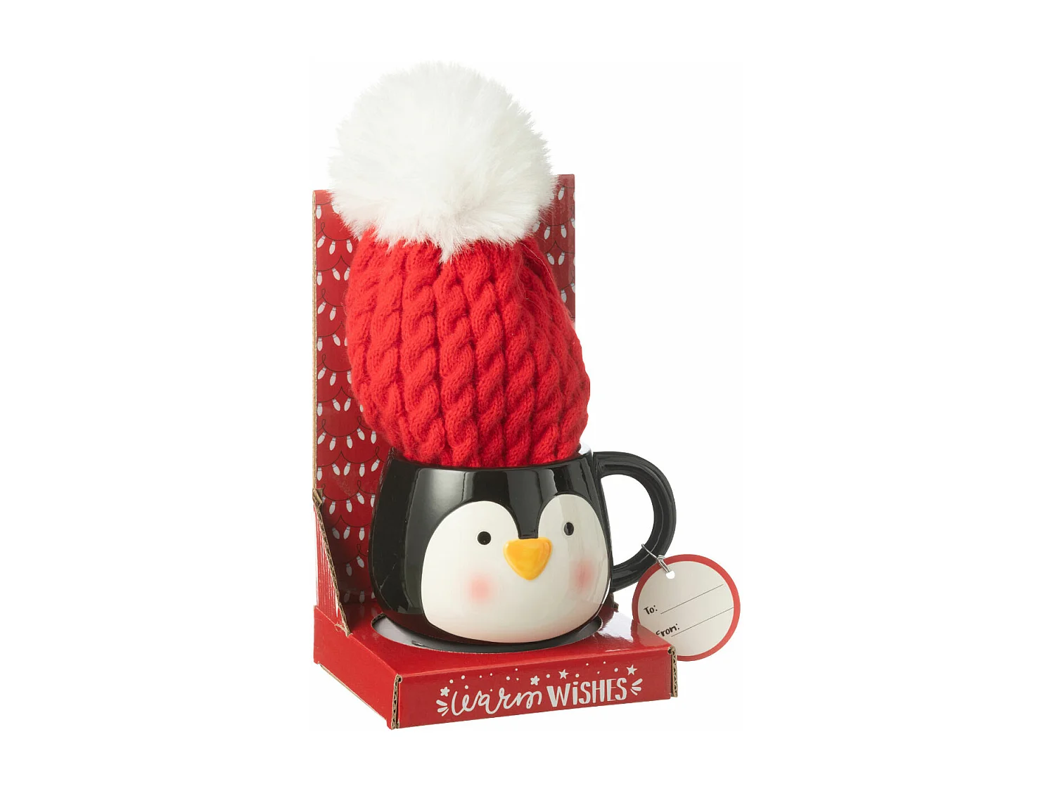 Tasse en Céramique & Bonnet "Pingouin" 30cm Multicolore