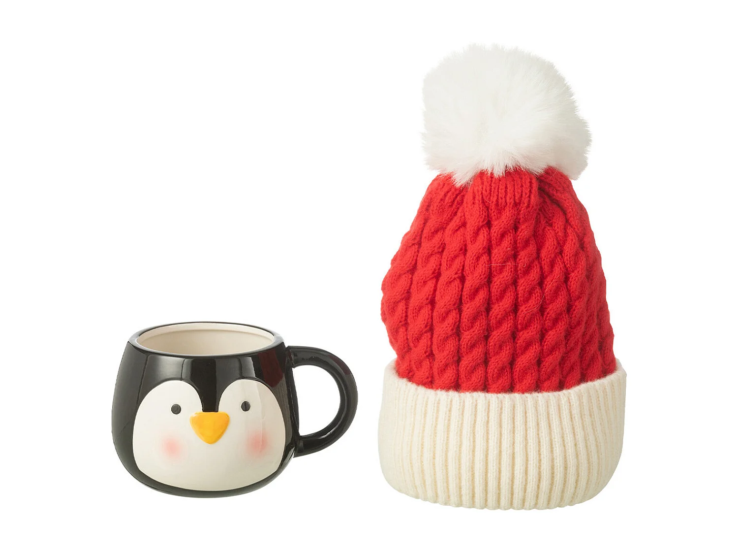 Tasse en Céramique & Bonnet "Pingouin" 30cm Multicolore
