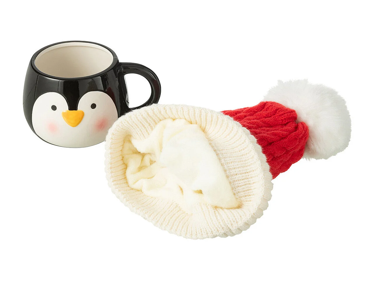 Tasse en Céramique & Bonnet "Pingouin" 30cm Multicolore