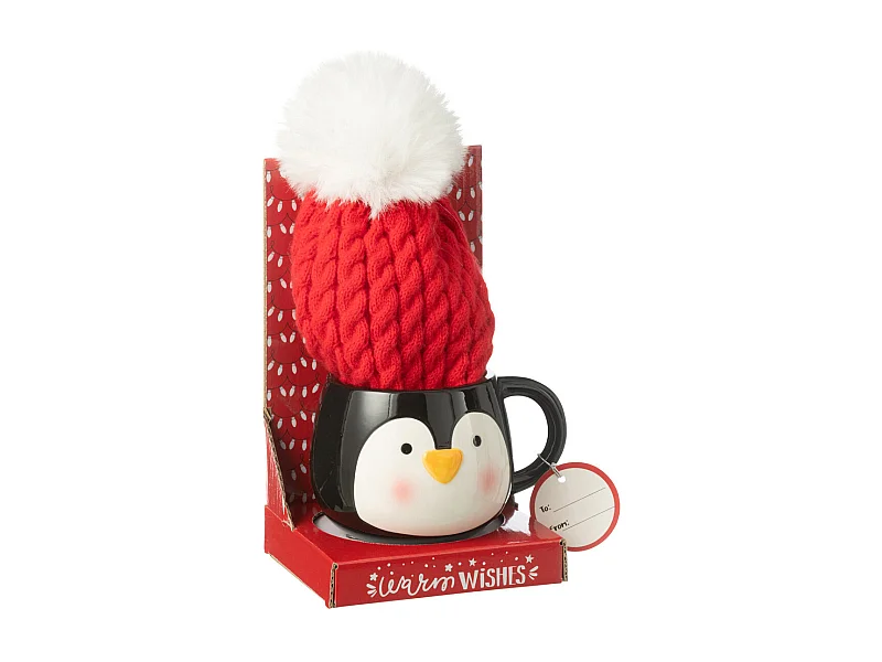 Tasse en Céramique & Bonnet "Pingouin" 30cm Multicolore