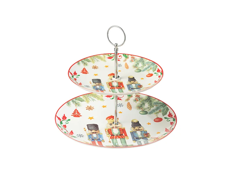 Plateau de Présentation 2 Étages "Casse-Noisette" 27cm Blanc