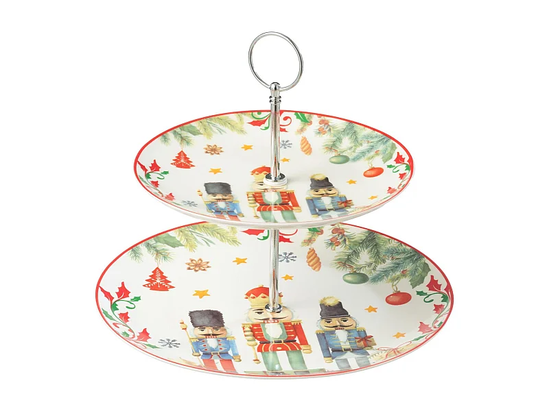 Plateau de Présentation 2 Étages "Casse-Noisette" 27cm Blanc