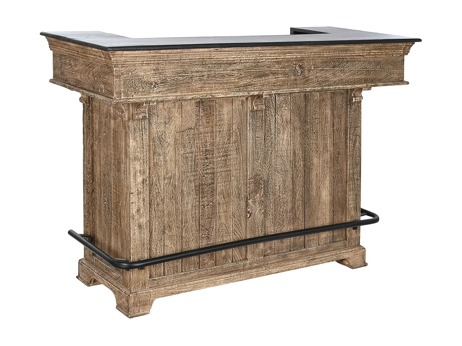 Armoire, meuble de rangement en bois coloris naturel et métal noir - longueur 152 x profondeur 61 x Hauteur 107 cm