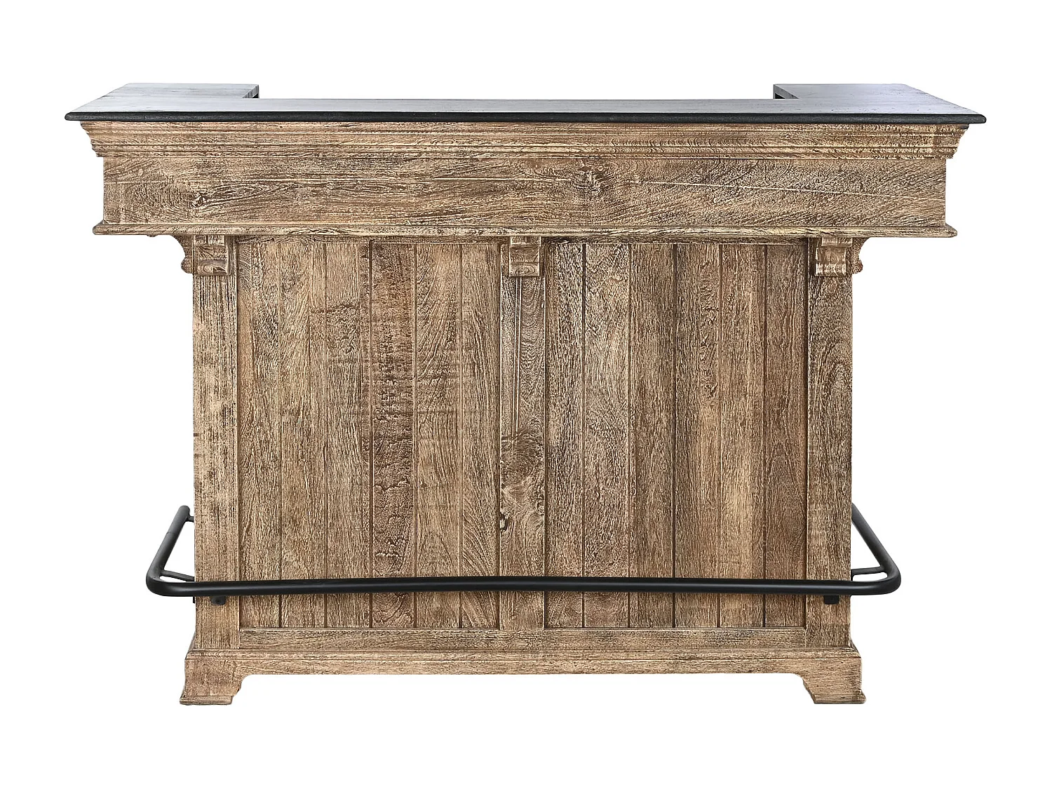 Armoire, meuble de rangement en bois coloris naturel et métal noir - longueur 152 x profondeur 61 x Hauteur 107 cm