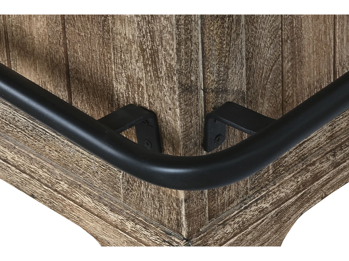 Armoire, meuble de rangement en bois coloris naturel et métal noir - longueur 152 x profondeur 61 x Hauteur 107 cm