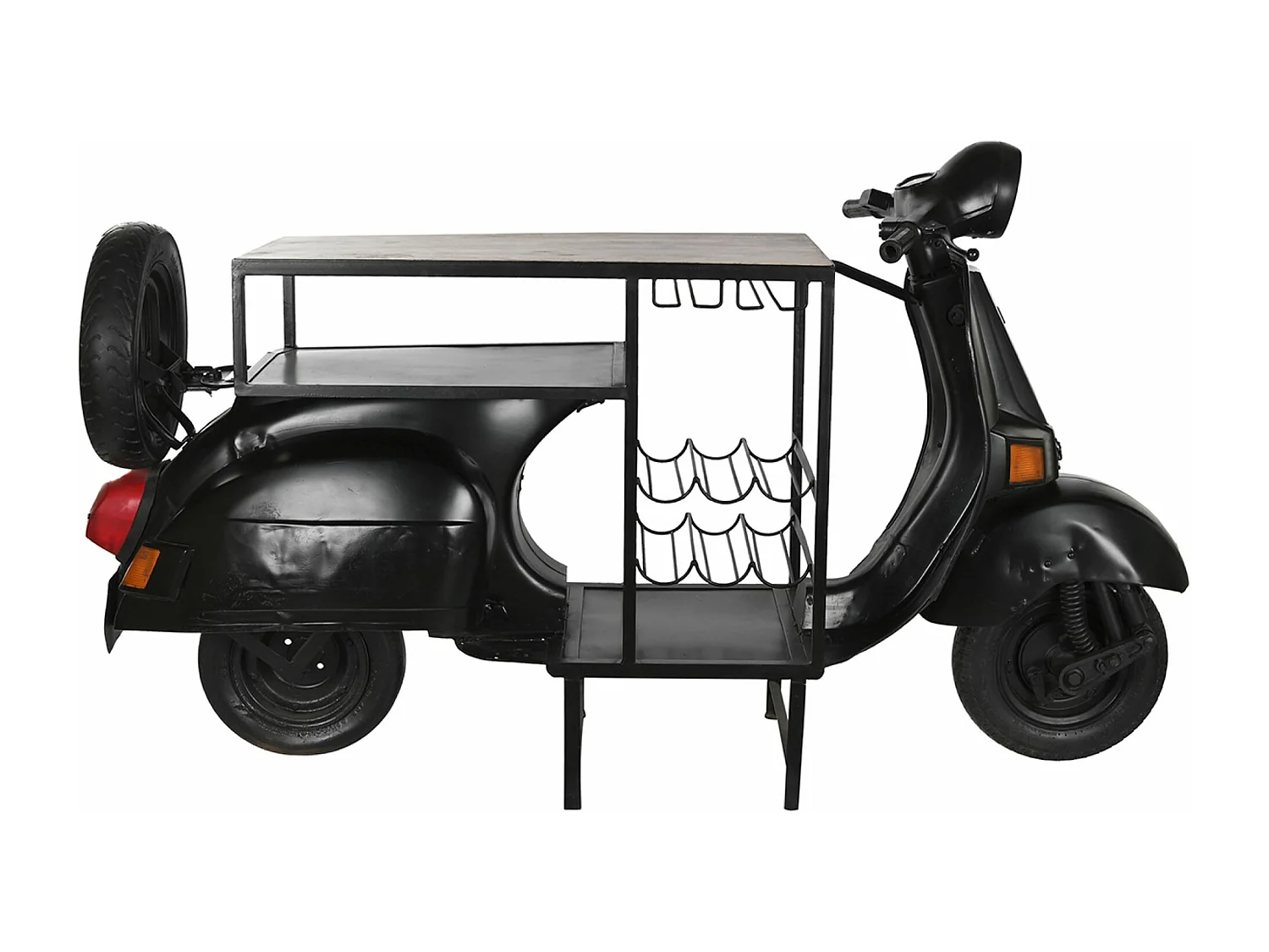 Meuble de Porte-bouteilles en métal coloris noir - longueur 195 x profondeur 70 x Hauteur 106 cm