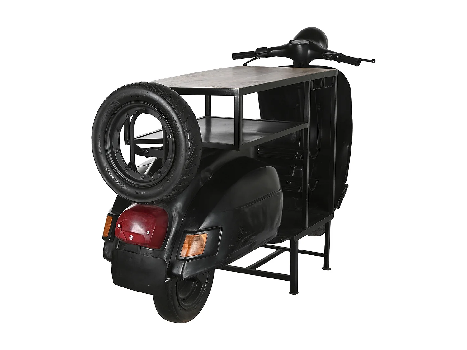 Meuble de Porte-bouteilles en métal coloris noir - longueur 195 x profondeur 70 x Hauteur 106 cm