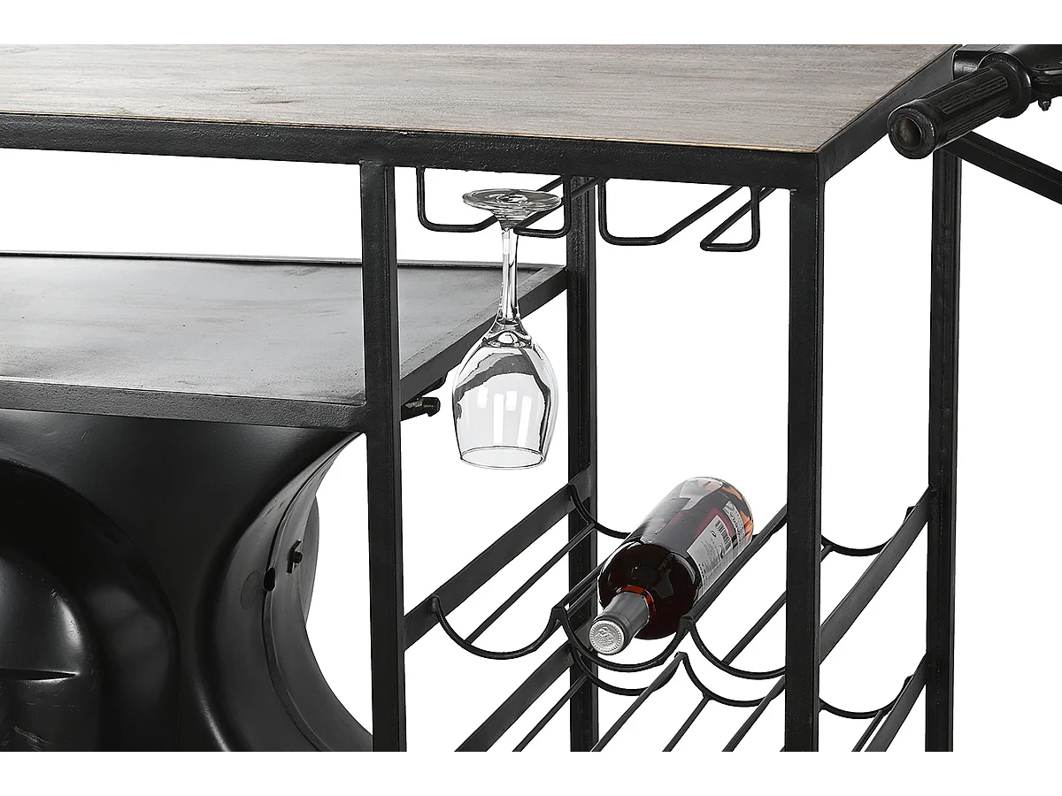 Meuble de Porte-bouteilles en métal coloris noir - longueur 195 x profondeur 70 x Hauteur 106 cm