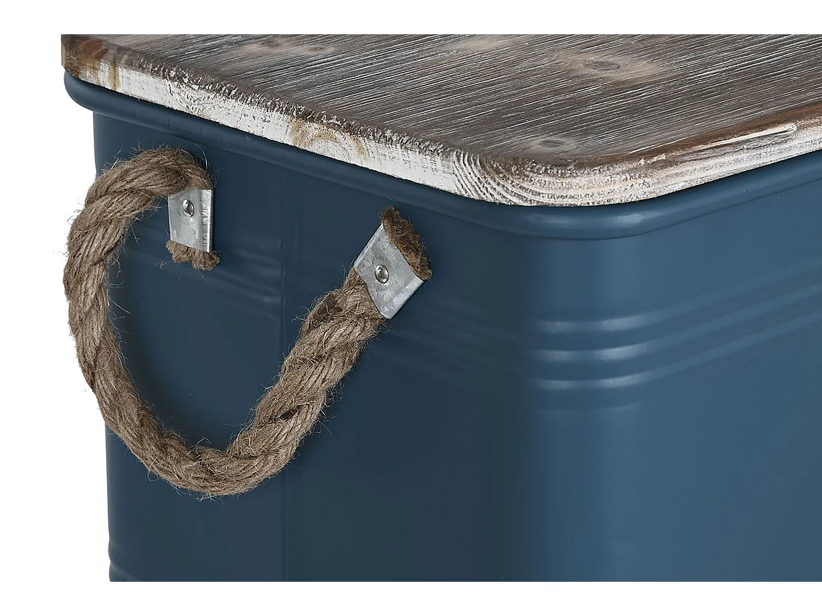 Set de 3 coffres de rangement en métal multicolore et bois naturel