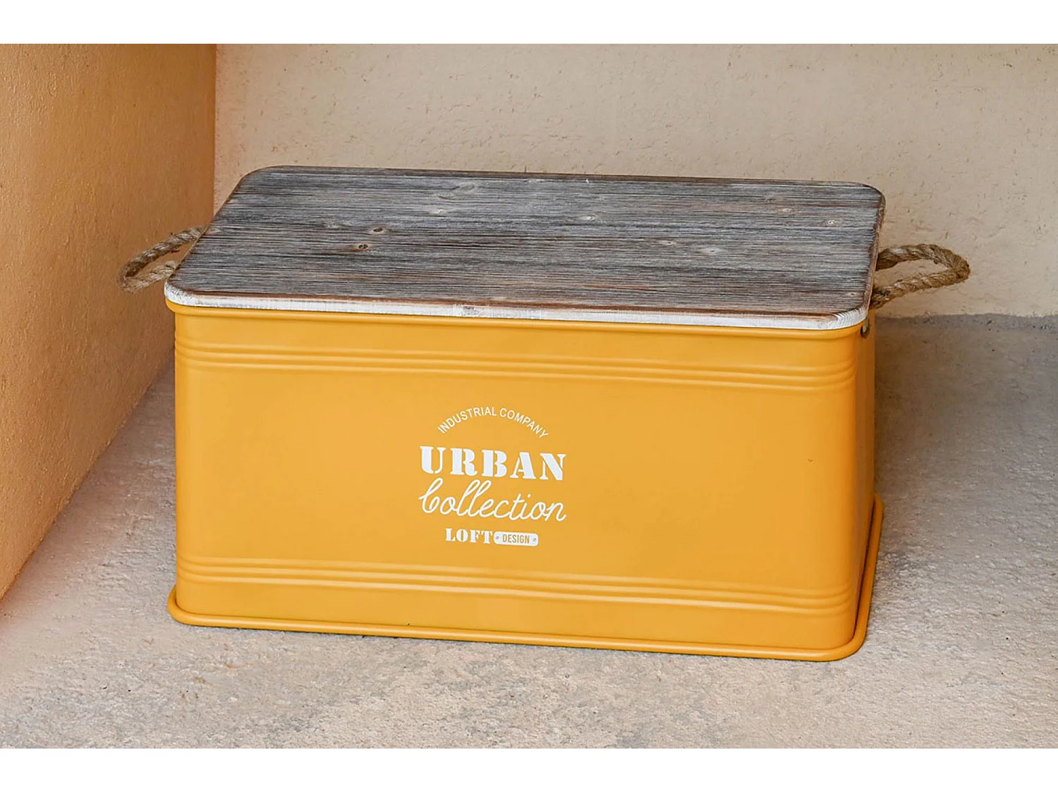 Set de 3 coffres de rangement en métal multicolore et bois naturel