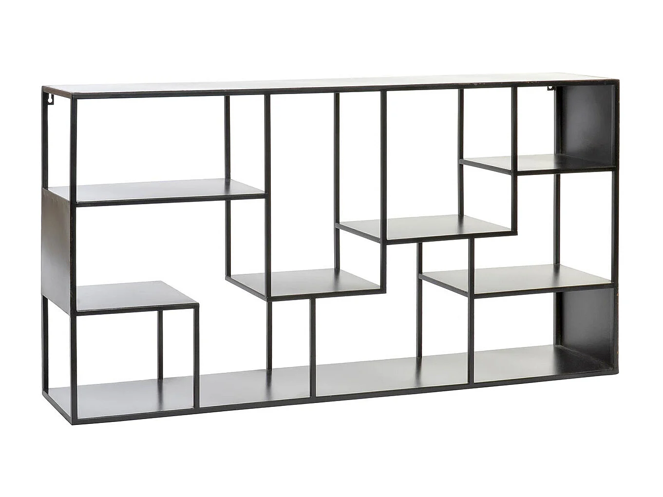 Etagère, meuble étagère murale en métal coloris noir vieilli - longueur 120 x profondeur 20 x Hauteur 60 cm