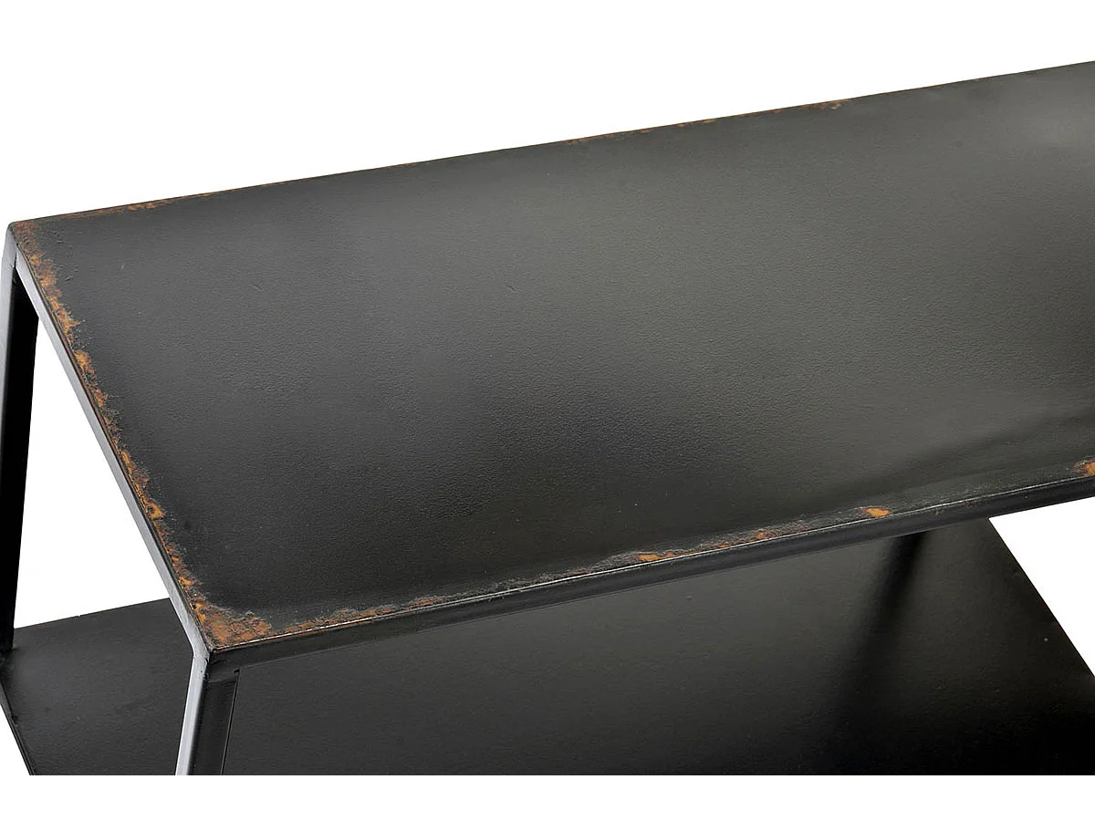 Etagère, meuble étagère murale en métal coloris noir vieilli - longueur 120 x profondeur 20 x Hauteur 60 cm