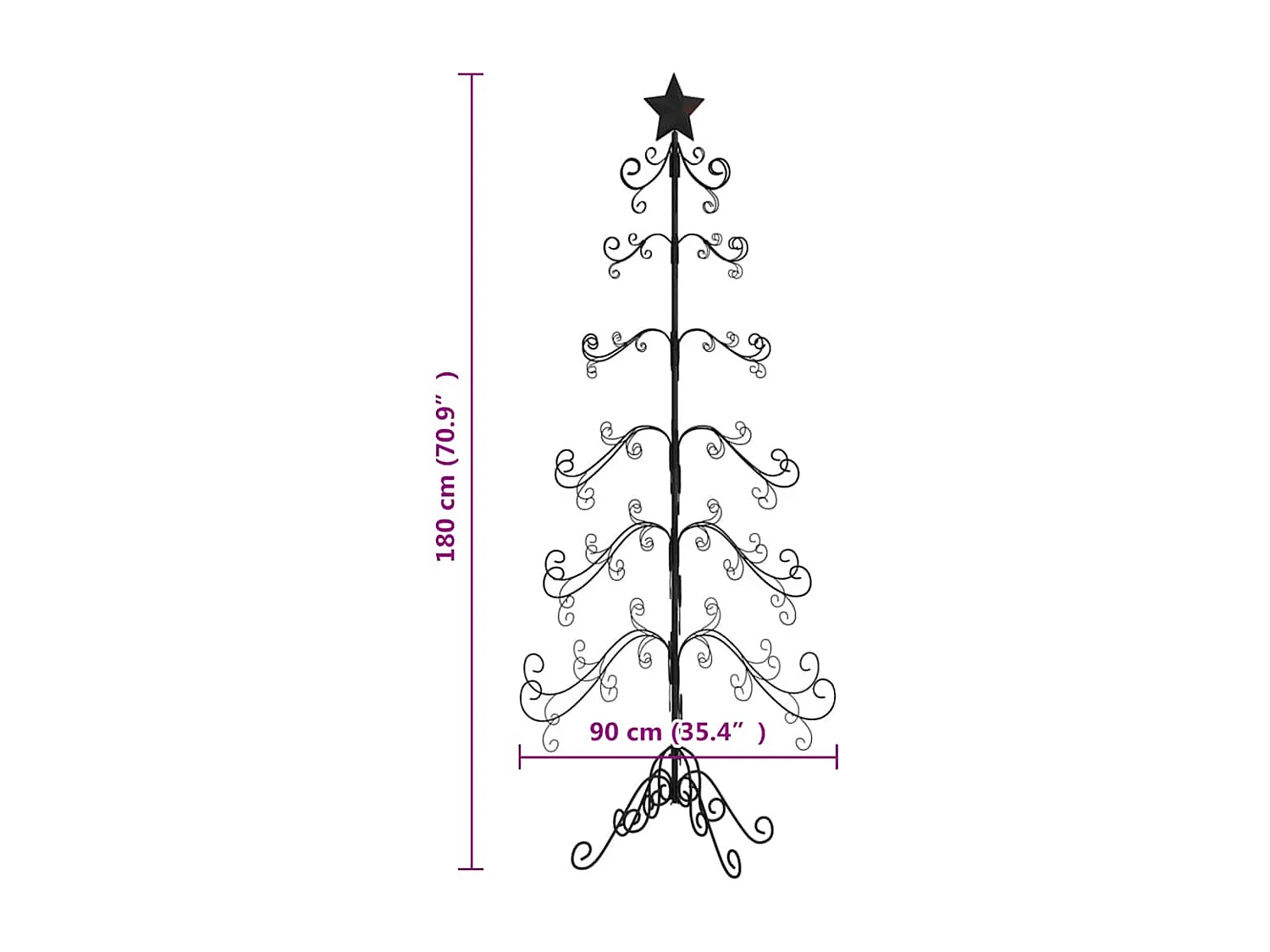 Arbre de Noël en métal pour décoration noir 180 cm