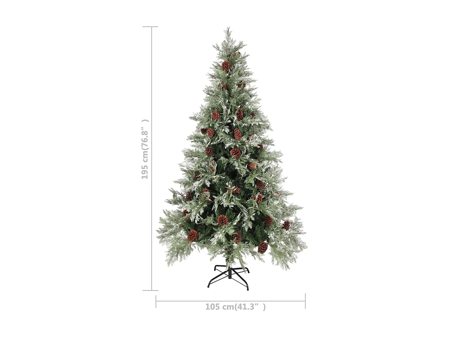 Kerstboom met dennenappels 195 cm PVC en PE groen en wit