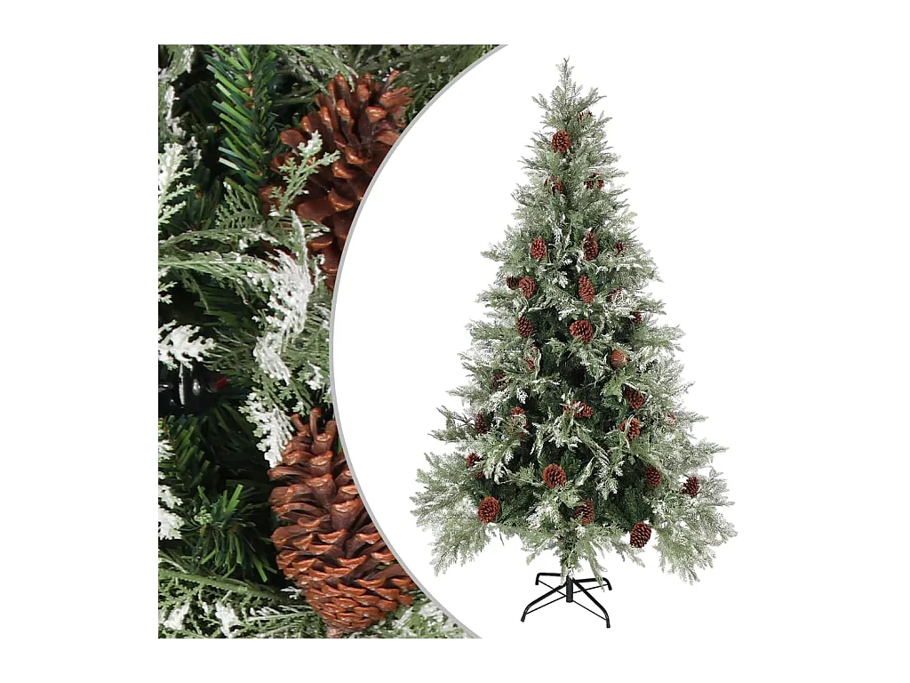 Sapin de Noël avec pommes de pin Vert et blanc 195 cm PVC et PE