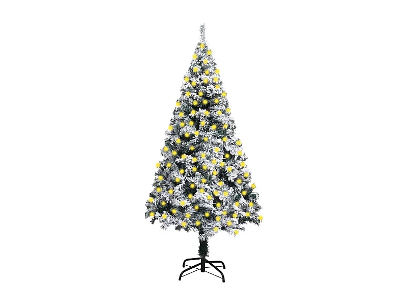 Árvore Natal artificial pré-iluminada c/flocos neve 210cm verde