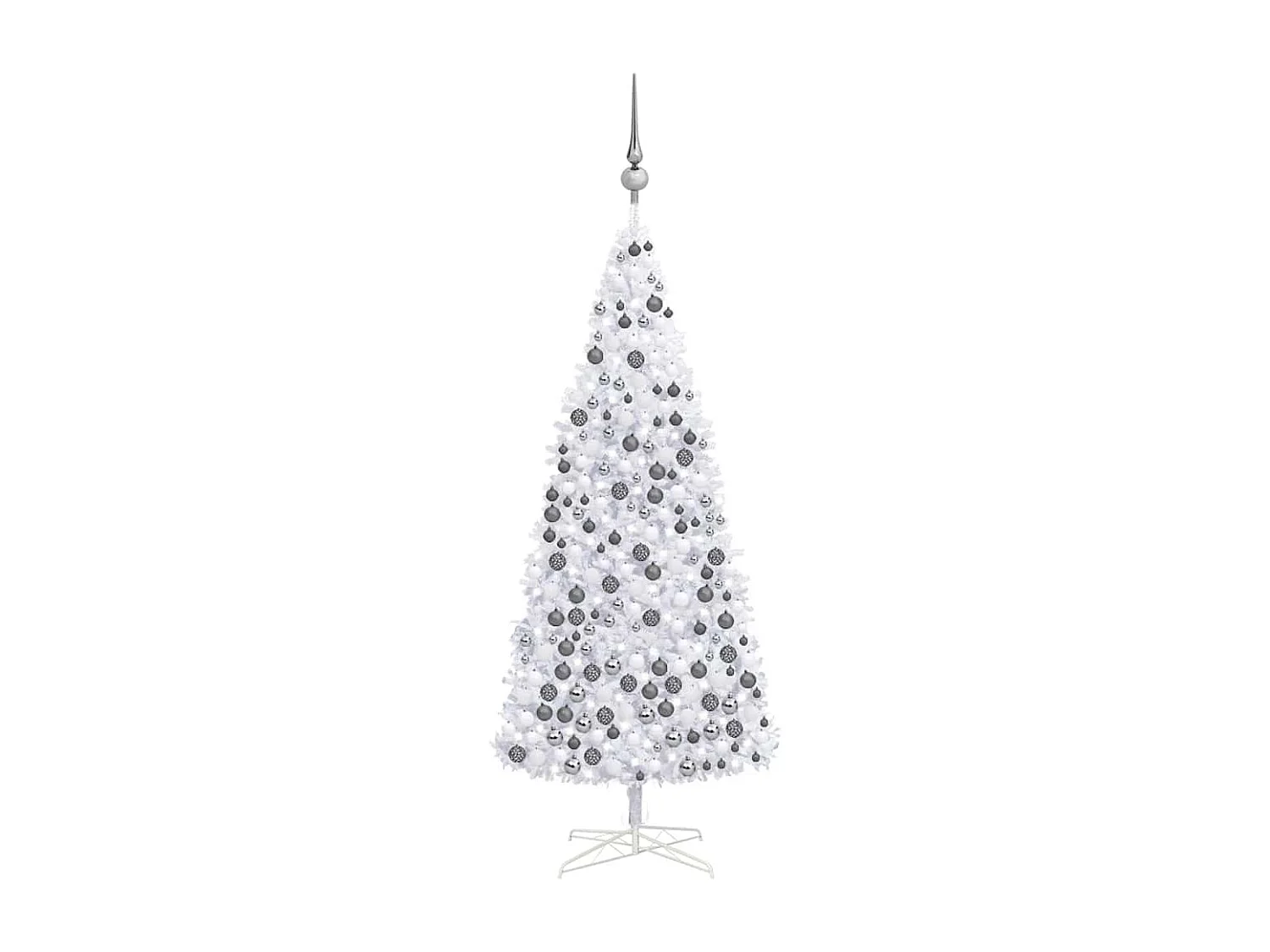 Árbol de Navidad preiluminado con luces y bolas blanco 400 cm