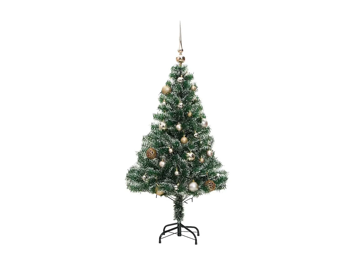 Sapin de Noël artificiel 150 LED&boules&neige floquée 150 cm