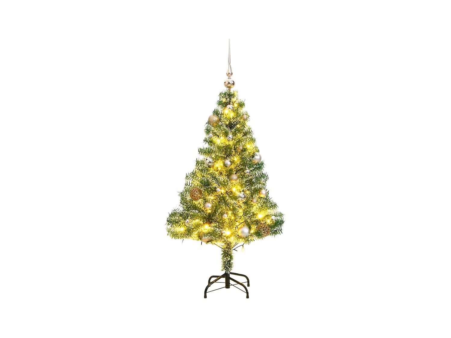 Árbol de Navidad artificial con 150 LEDs bolas y nieve 150 cm