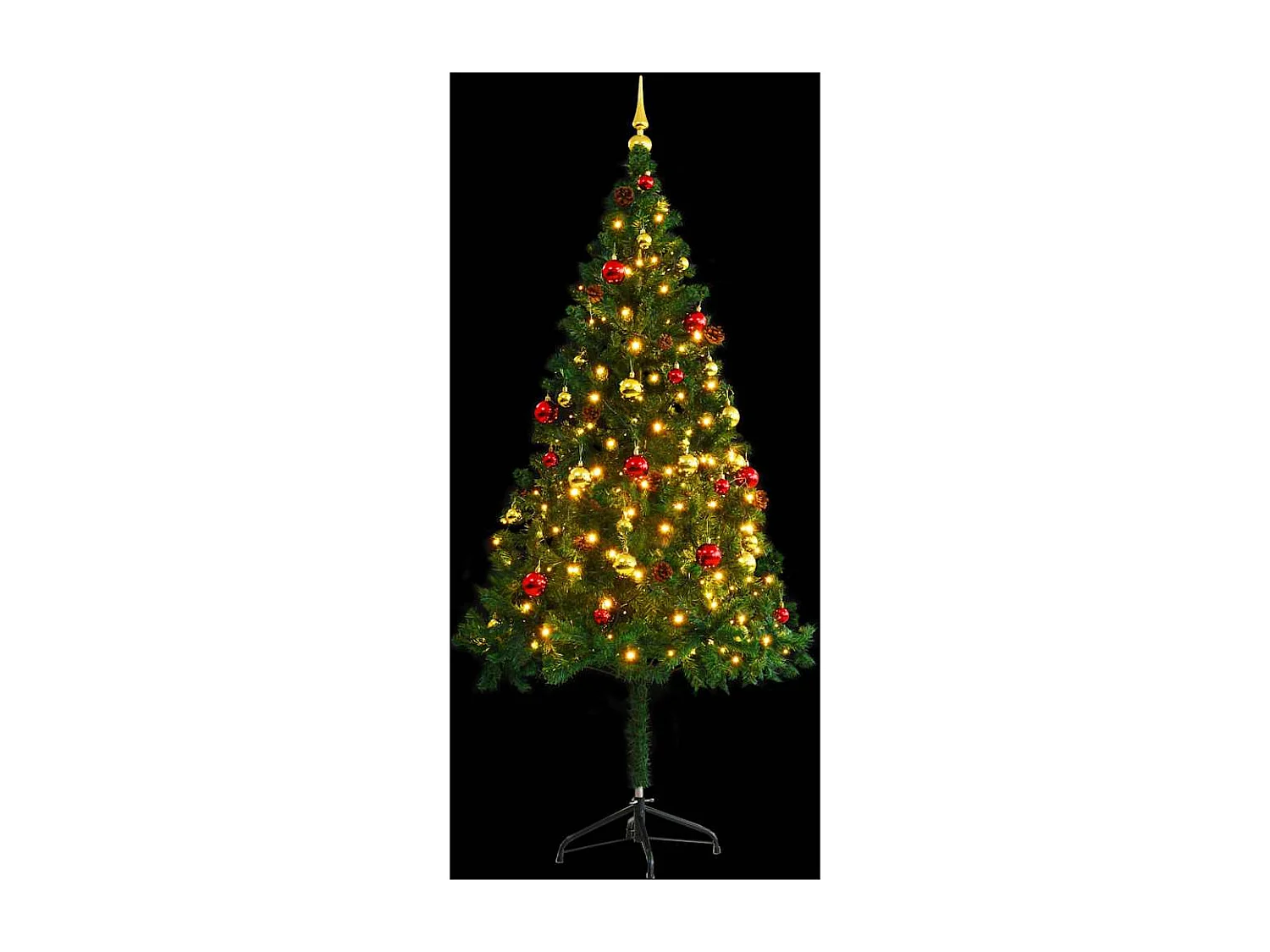 Arbre de Noël artificiel pré-éclairé avec boules vert 180 cm