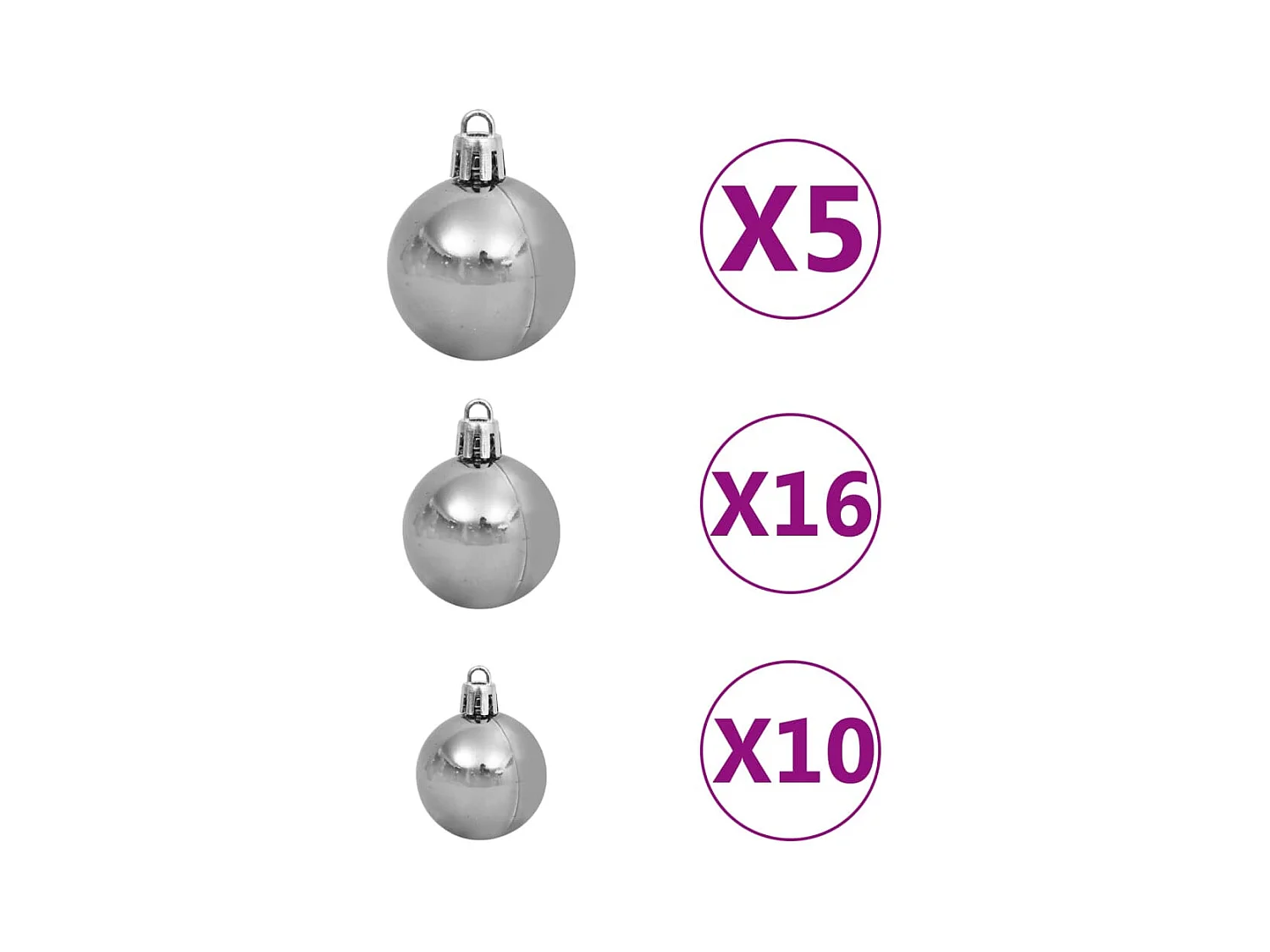 Arbre de Noël artificiel LED et boules et pommes de pin 210 cm