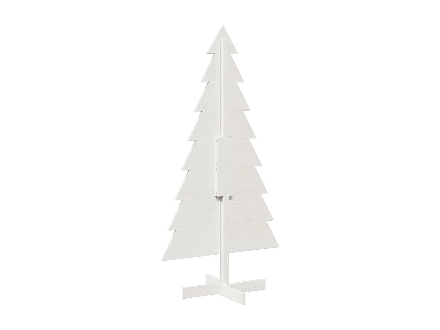 Arbre de Noël en bois pour décoration blanc 150 cm pin massif