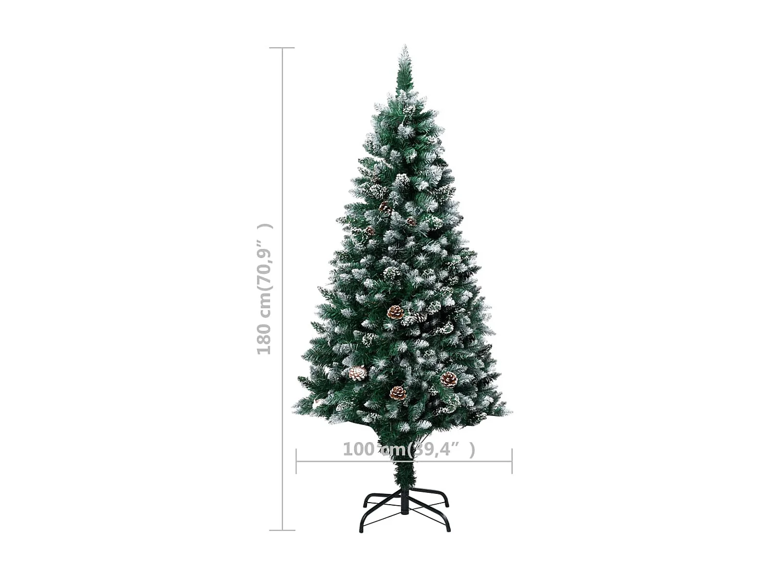 Kunstkerstboom met dennenappels en witte sneeuw 180 cm