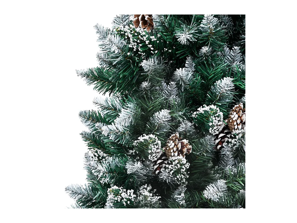 Sapin de Noël avec pommes de pin et neige blanche 180 cm