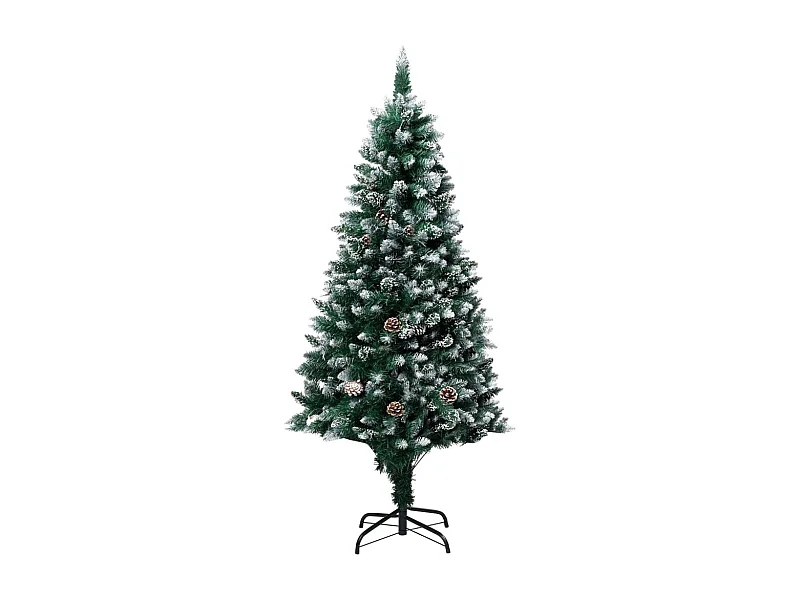 Sapin de Noël avec pommes de pin et neige blanche 180 cm