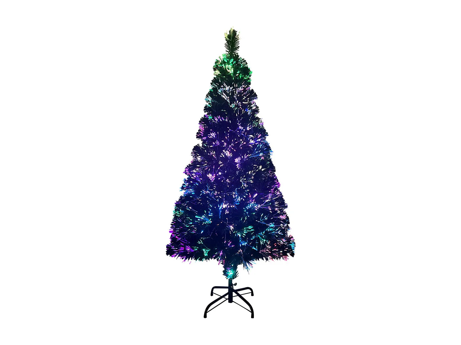 Árbol de Navidad artificial y soporte fibra óptica verde 150 cm