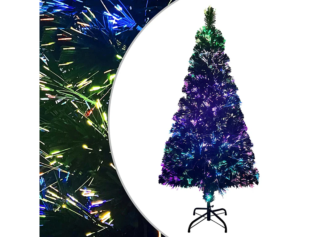 Sapin de Noël artificiel avec support vert 150 cm fibre optique