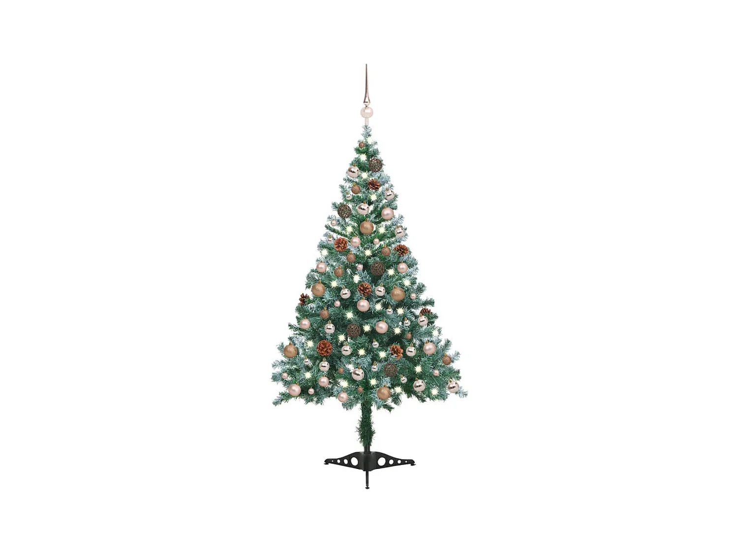 Arbre de Noël artificiel givré LED boules pommes de pin 150 cm