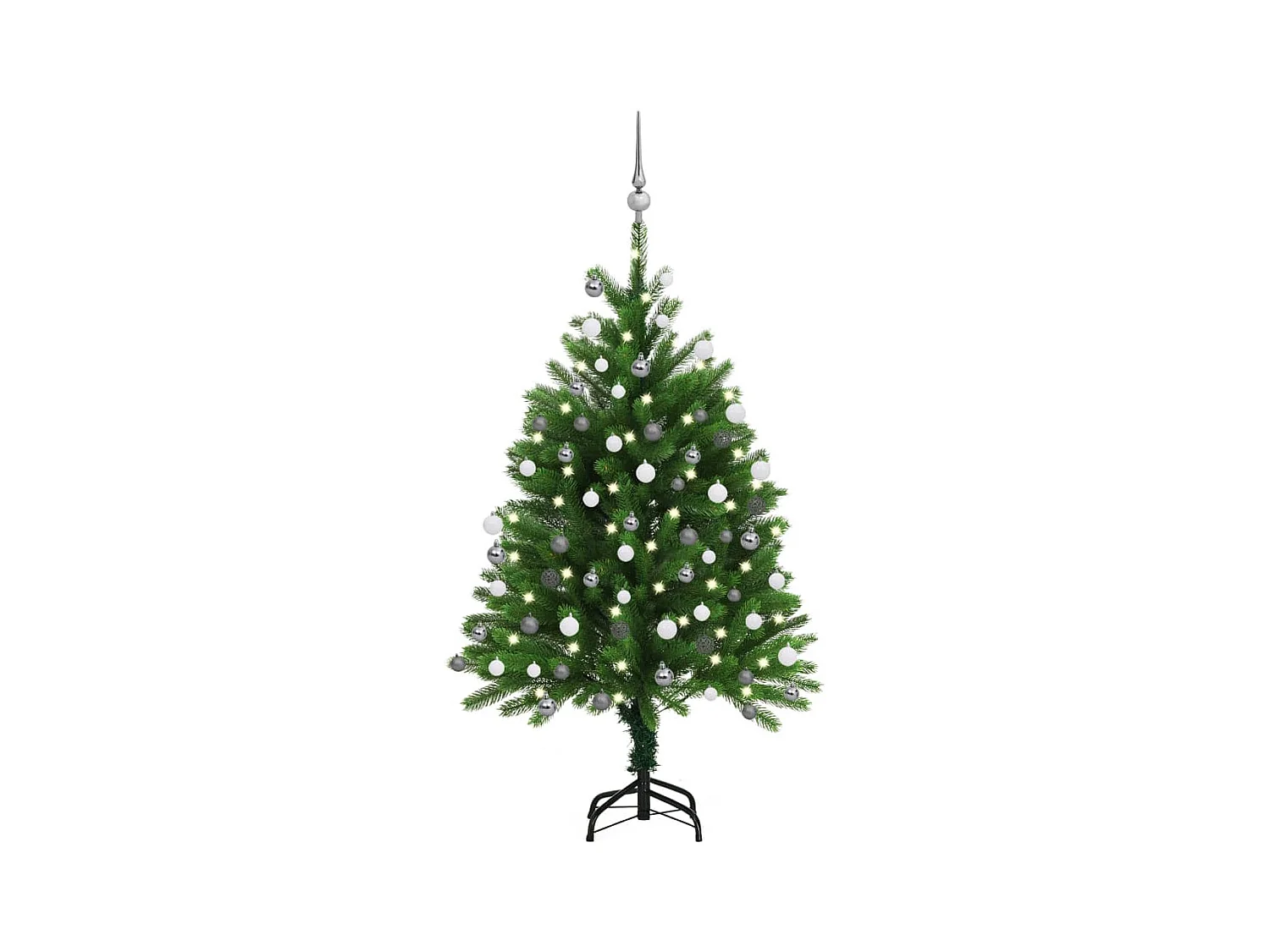 Arbre de Noël artificiel avec LED et boules 120 cm Vert