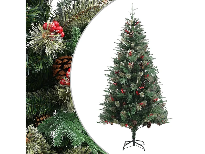 Sapin de Noël avec pommes de pin Vert 225 cm PVC et PE