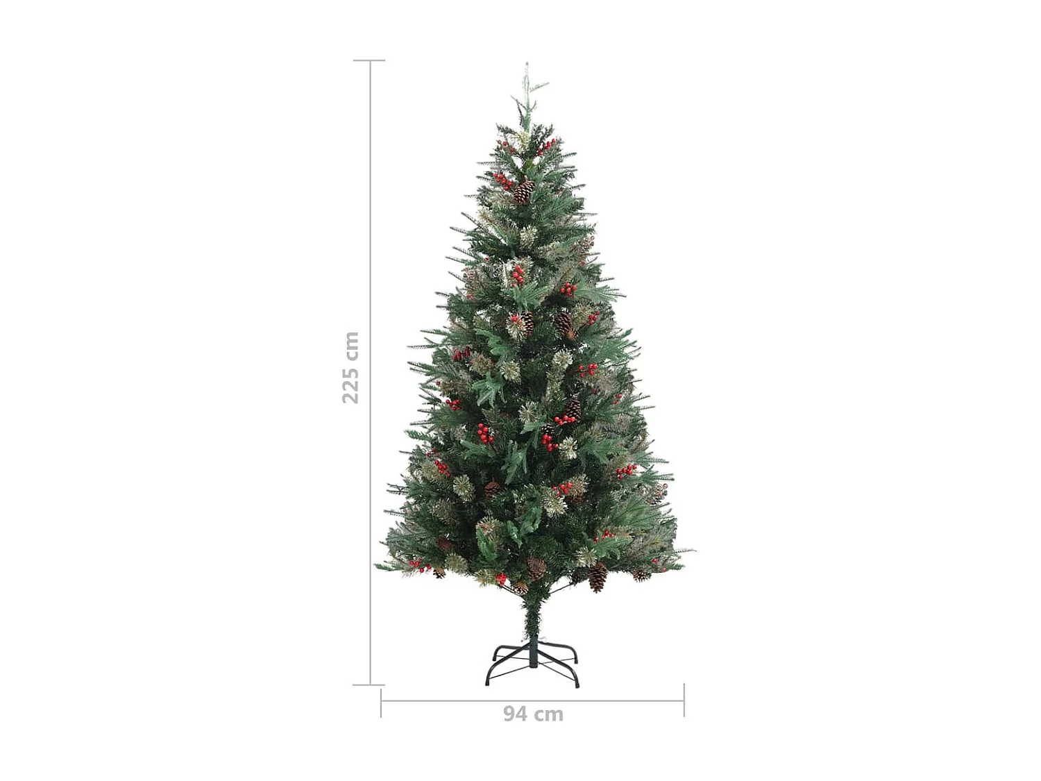 Árbol de Navidad y piñas verde PVC y PE 225 cm