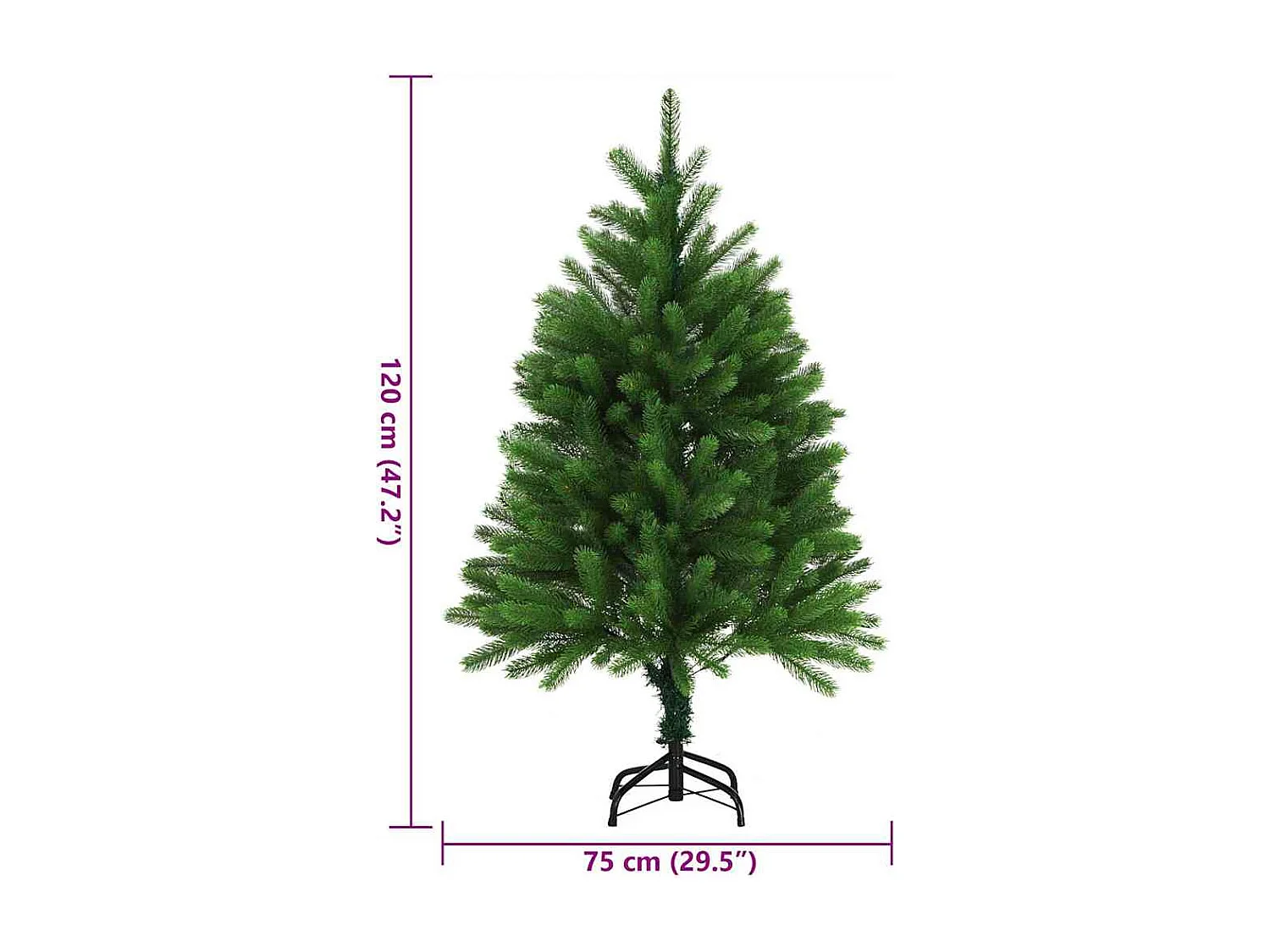 Árvore de Natal artificial agulhas realistas 120 cm verde
