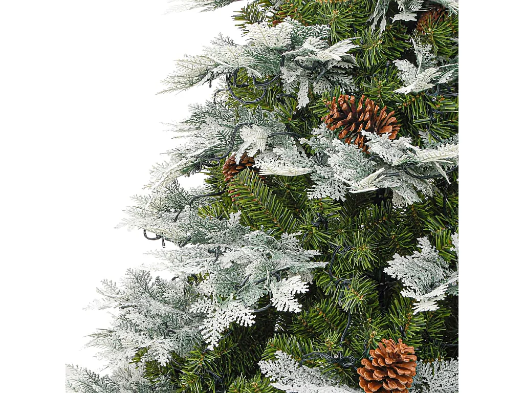 Sapin de Noël pré-éclairé et pommes de pin vert 225cm PVC et PE