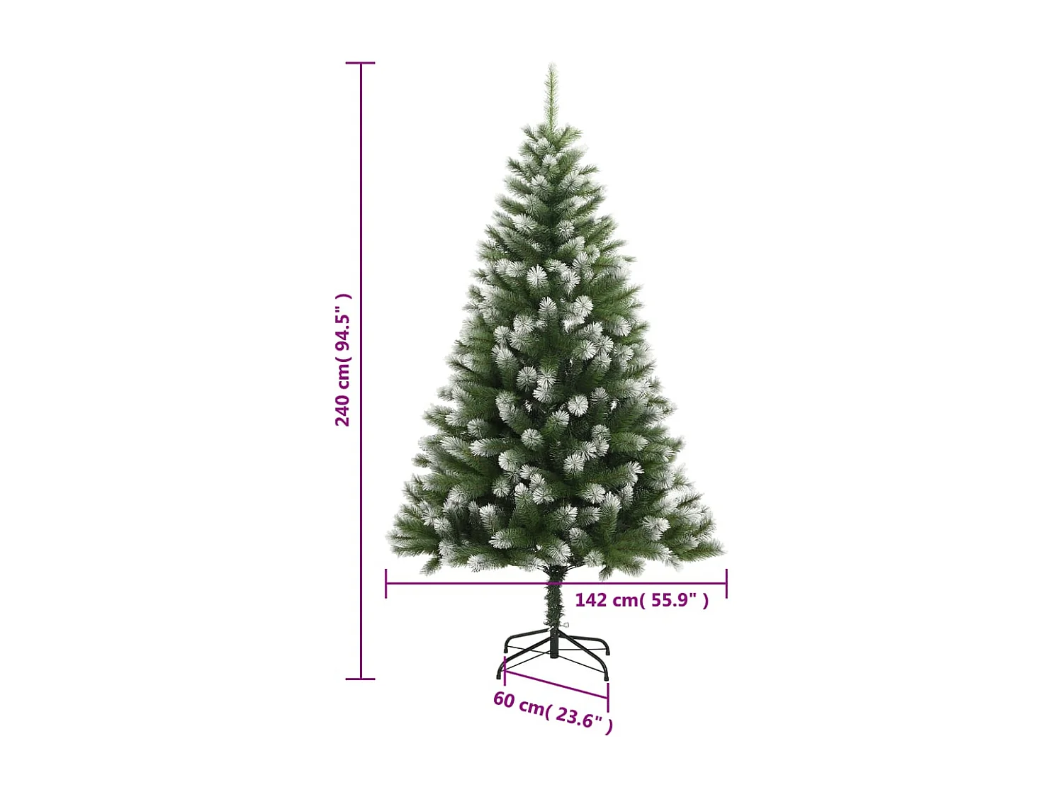 Sapin de Noël artificiel à charnières avec neige floquée 240 cm