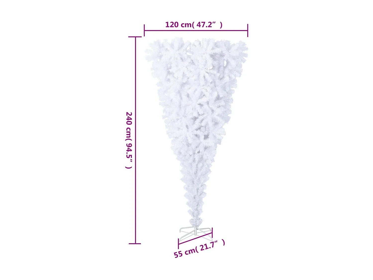 Sapin de Noël artificiel renversé avec support Blanc 240 cm