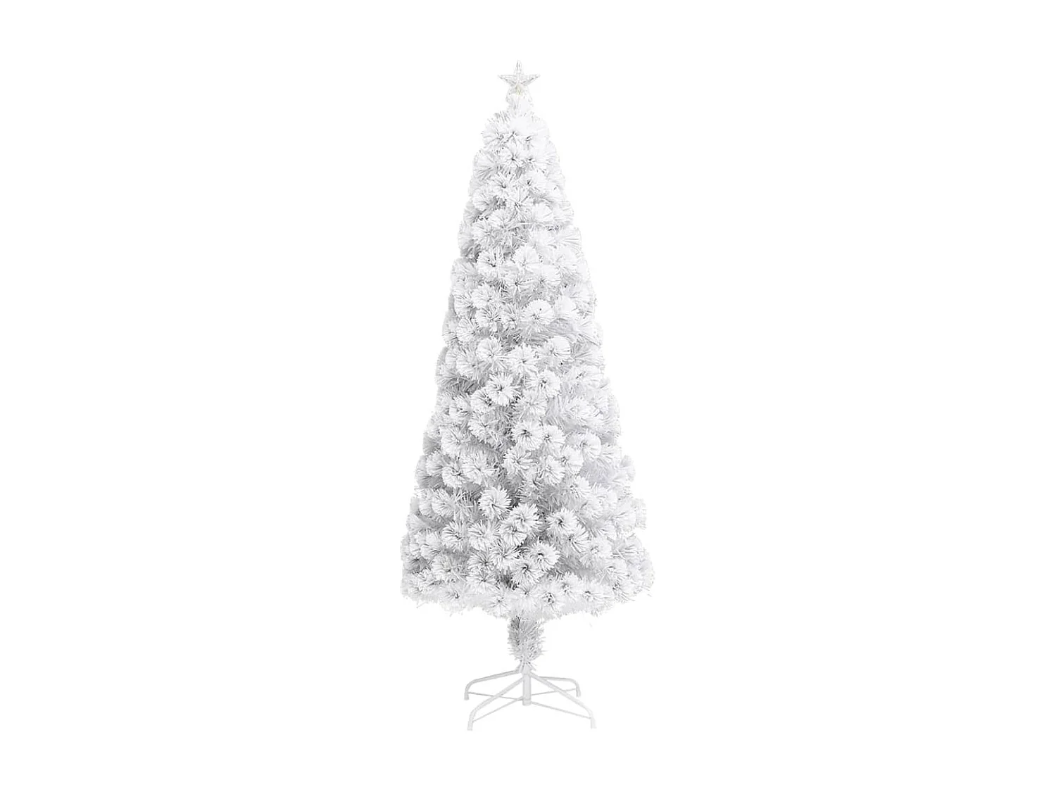 Arbre de Noël artificiel pré-éclairé blanc 210 cm fibre optique