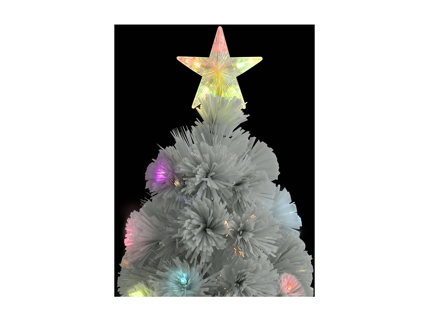 Arbre de Noël artificiel pré-éclairé blanc 210 cm fibre optique