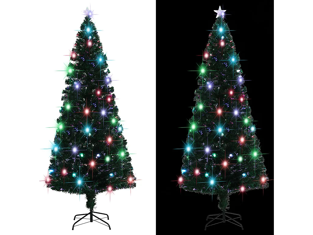 Arbre de Noël pré-éclairé avec support 210 cm fibre optique